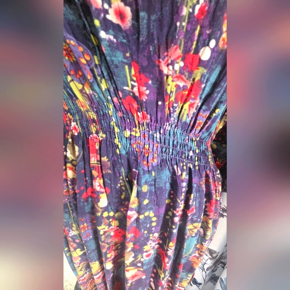 Natural LIFE Sanibel Kaftan Mini Dress, Watercolor Indigo Floral, Size MEDIUM - Picture 6 of 7